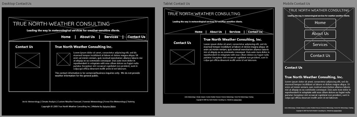 Contact Page Wireframe