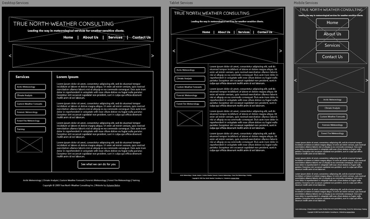 Services Page Wireframe