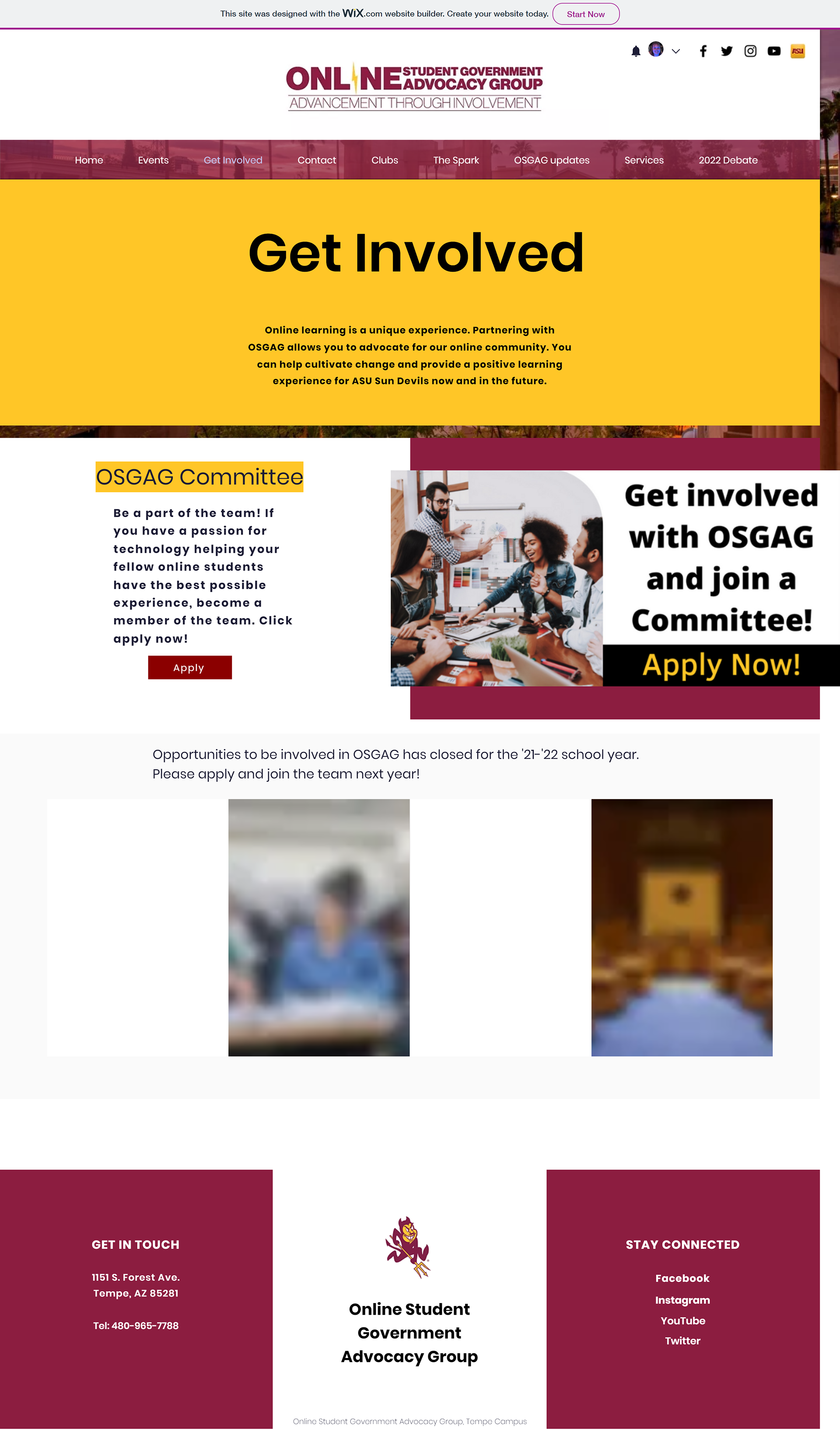 Image of the OSGAG's Get Involved Page